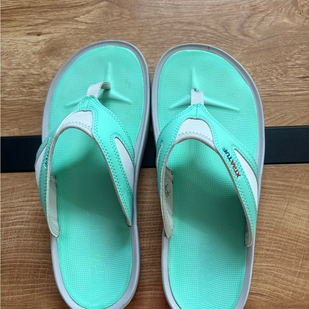 Aqua and White Sandals